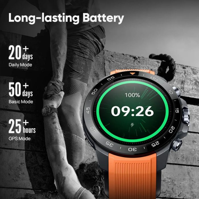 Смарт-годинник Mibro GS Explorer S 48мм, 1.32", 466x466, AMOLED, BT 5.3, Dual-band GPS, 10 ATM, чорний обсидіан