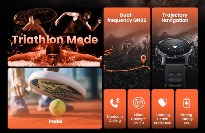 Смарт-годинник Mibro GS Pro 2 48мм, 1.43", 466x466, AMOLED, BT 5.3, GPS, 5 ATM, темно-сірий