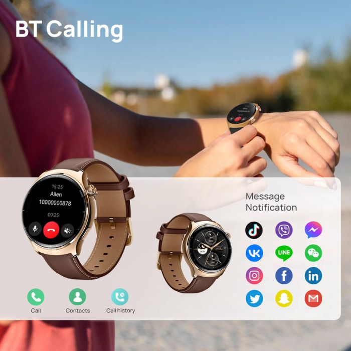 Смарт-годинник Mibro Lite 3 Pro 45мм, 1.32", 466x466, AMOLED, BT 5.3, GPS, 5 ATM, рожево-золотий