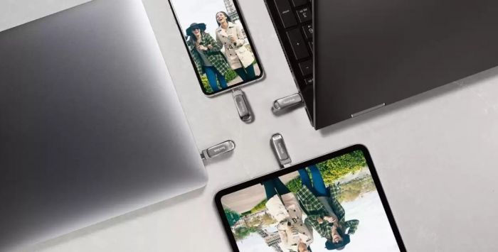 Накопичувач SanDisk  512GB USB 3.1 Type-A + Type-C Dual Drive Luxe Срібний