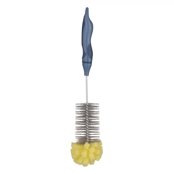 Щітка для миття пляшок з губкою ARDESTO Solid 34х5см, пластик, блакитний