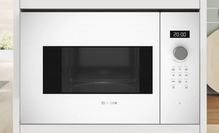 Мікрохвильова піч Bosch вбудована, 20л, електр. керув., 800Вт, дисплей, білий