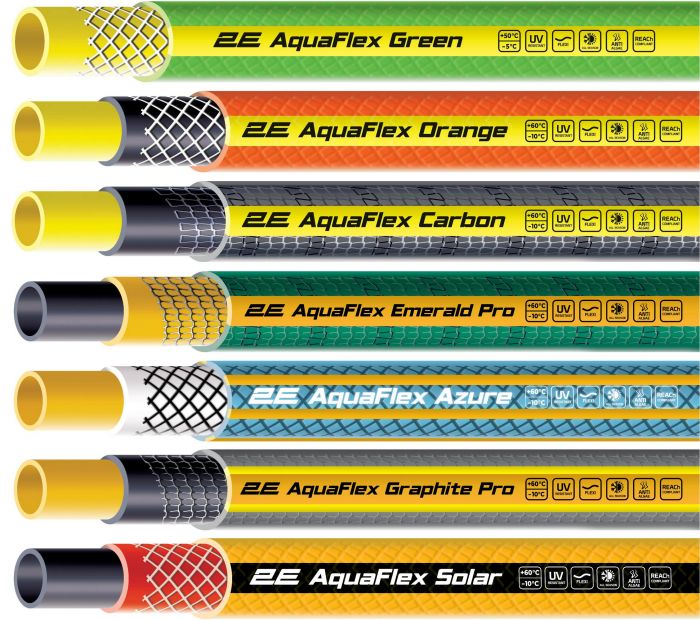 Шланг садовий 2Е AquaFlex Emerald Pro 3/4" 50м 4 шари 20бар -10…+60°C