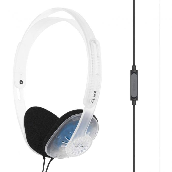 Навушники On-Ear Koss KPH30iCL, 3.5 mini-jack, Mic, 1.2м, Прозорий