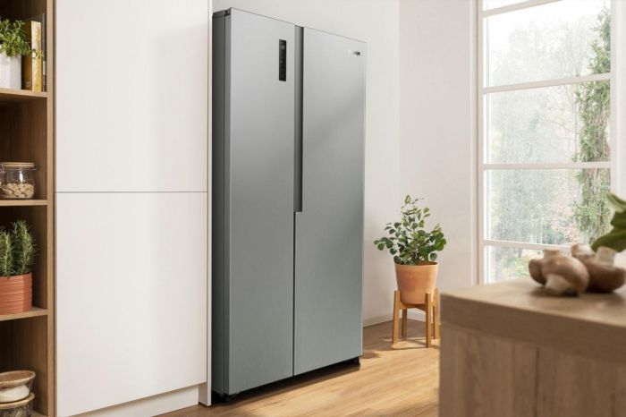 Холодильник SBS Gorenje, 179х62х91см, 2 двері, 347(197)л, А+, NF+, Інв., Зона св-ті, Зовн. Диспл, нерж