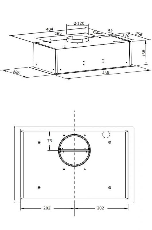 Витяжка Hansa вбудована, 45см, 234м.куб/год., чорний