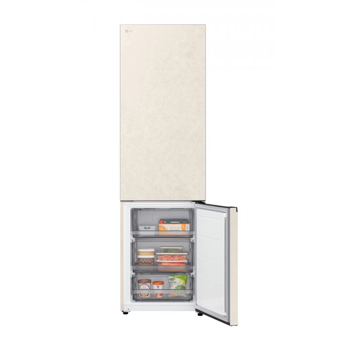 Холодильник LG з нижн. мороз., 203x60х68, холод.відд.-262л, мороз.відд.-113л, 2дв., E, NF, інв., диспл внутр., Fresh Сonverter, Metal Fresh, бежевий