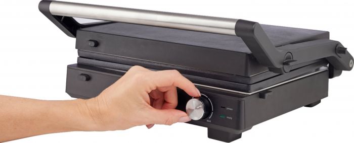 Гриль Gorenje прижимний 2000Вт, темп. режимів-7, з`ємні пластини, розкриття на 180°, метал, чорний
