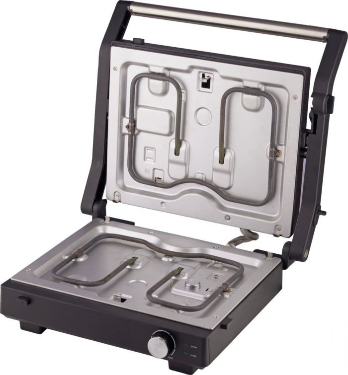 Гриль Gorenje прижимний 2000Вт, темп. режимів-7, з`ємні пластини, розкриття на 180°, метал, чорний