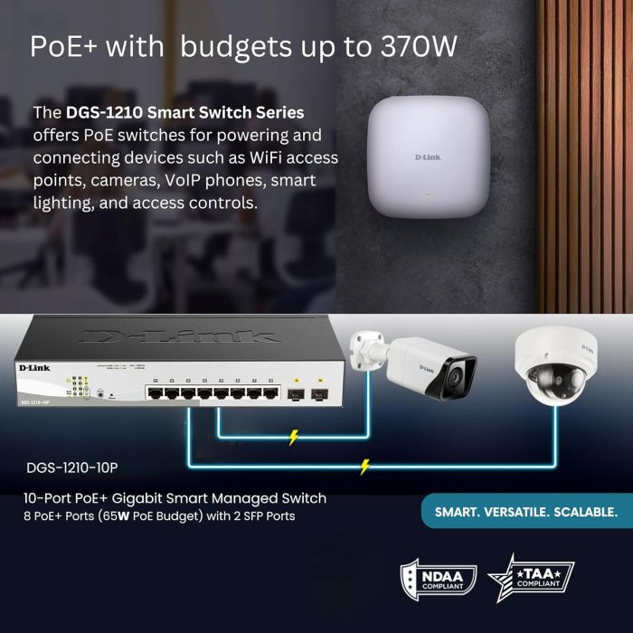 Комутатор D-Link DGS-1210-10P 8xGE PoE, 2xSFP, WebSmart
