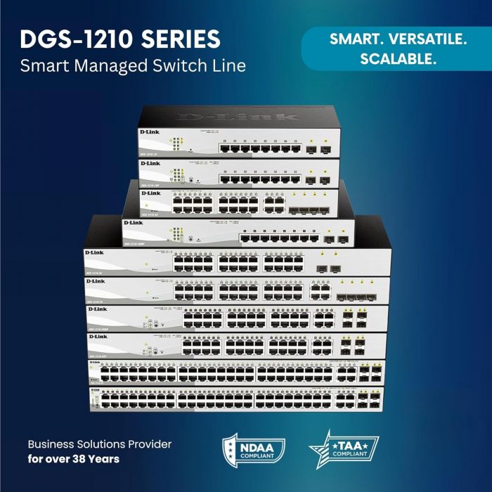 Комутатор D-Link DGS-1210-10P 8xGE PoE, 2xSFP, WebSmart
