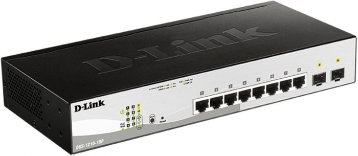 Комутатор D-Link DGS-1210-10P 8xGE PoE, 2xSFP, WebSmart