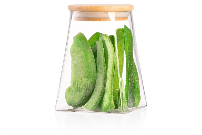 Банка для зберігання ARDESTO Midori 700мл, скло, бамбук, конусна, прозорий