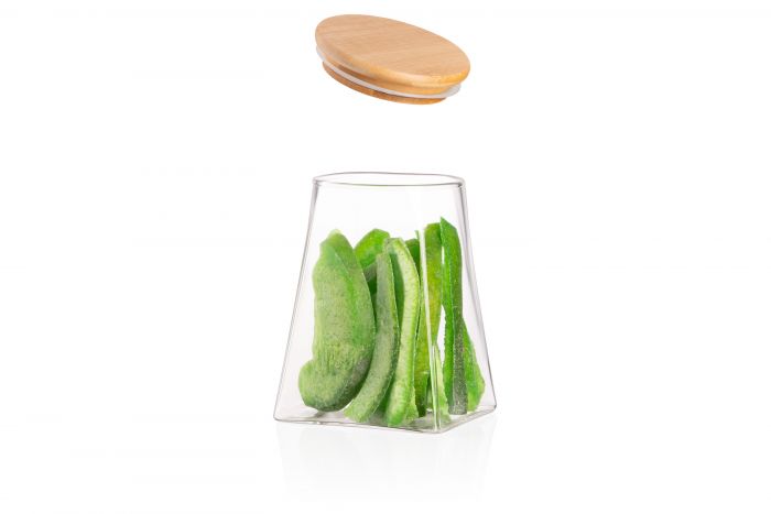 Банка для зберігання ARDESTO Midori 700мл, скло, бамбук, конусна, прозорий