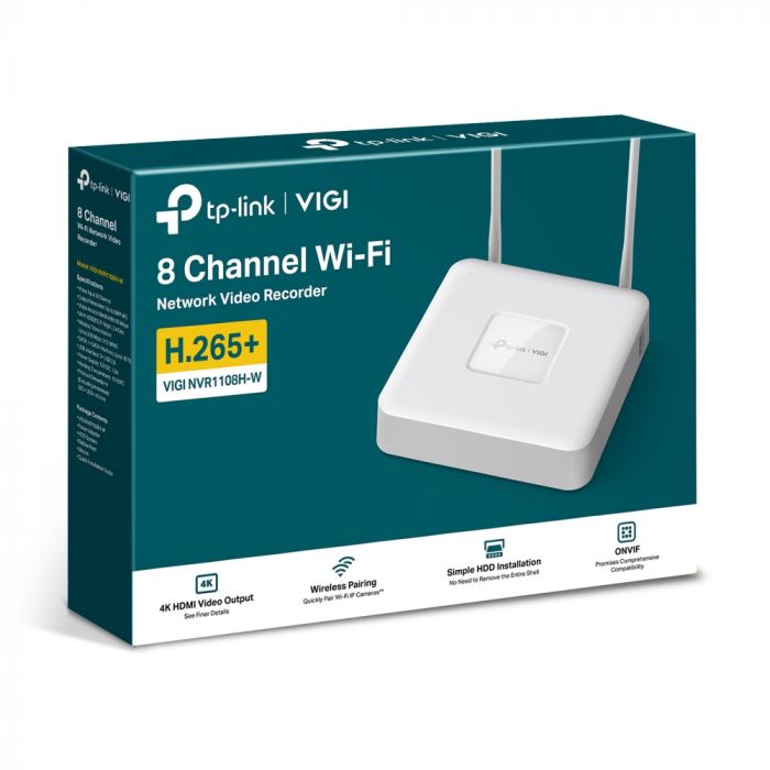 IP-Відеореєстратор TP-LINK VIGI NVR1108H-W 8 каналів, Wi-Fi, 2xUSB, H.265+, 1xHDD, до 10 ТБ