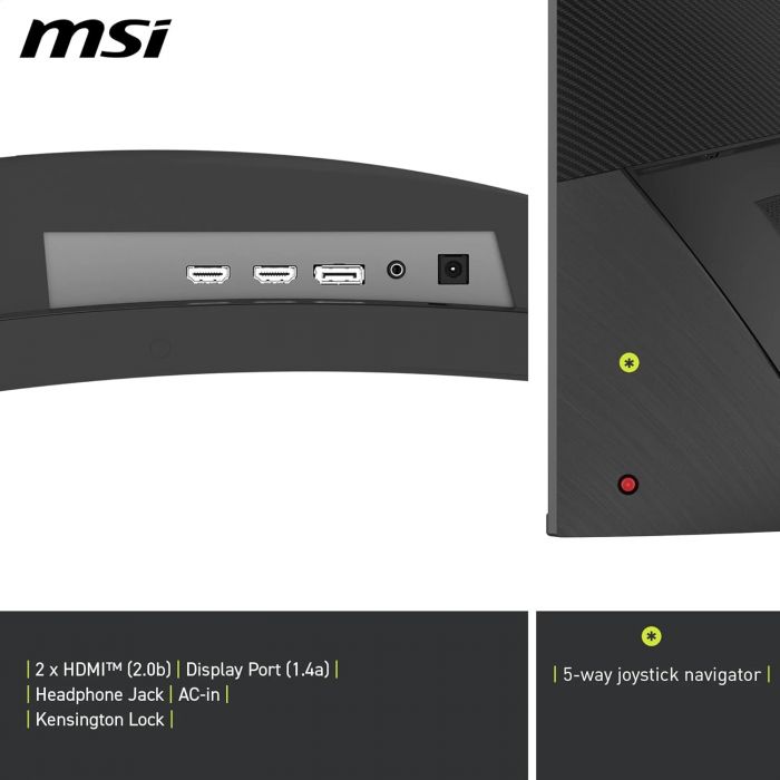 Монітор MSI 31.5" MAG 325CQPF-E18 2xHDMI, DP, Audio, VA, 2560x1440, 180Hz, 0.5ms, sRGB 111%, CURVED, AdaptiveSync, HAS