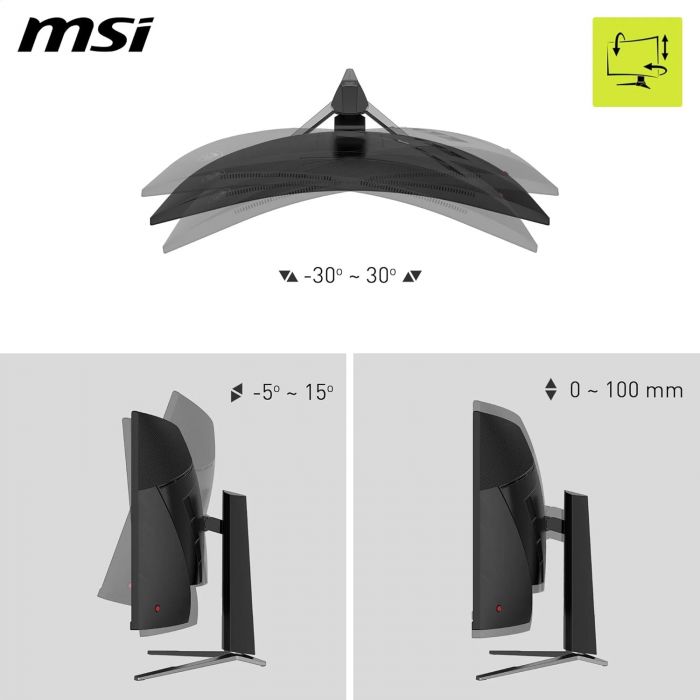 Монітор MSI 31.5" MAG 325CQPF-E18 2xHDMI, DP, Audio, VA, 2560x1440, 180Hz, 0.5ms, sRGB 111%, CURVED, AdaptiveSync, HAS