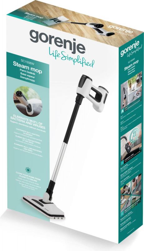 Пароочисник для підлоги Gorenje, 1500Вт, 400мл, білий