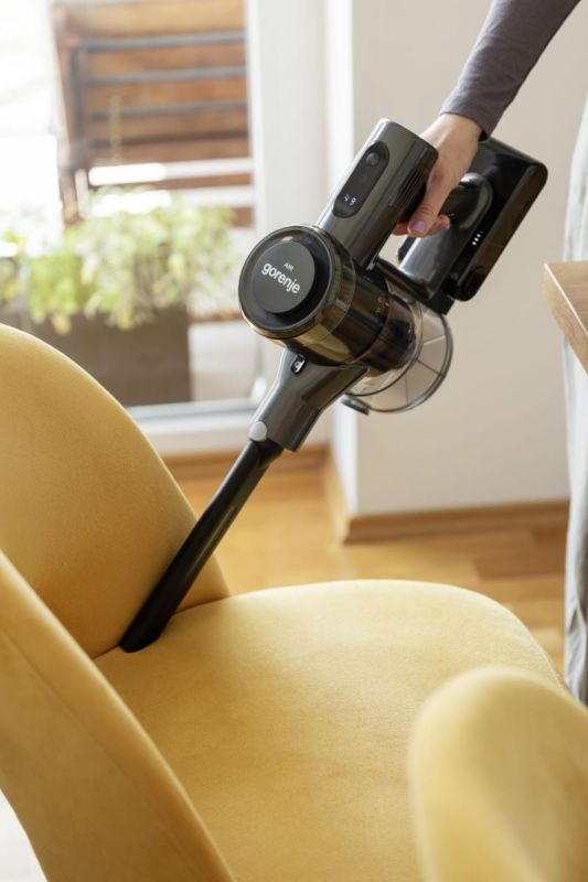 Пилосос Gorenje бездротовий, 70Вт, конт пил -0.7л, автон. робота до 60хв, HEPA, підсвічування, індикатор, антрацит