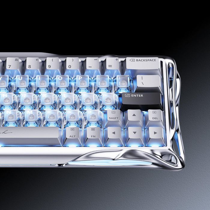 Клавіатура магнітна GravaStar Mercury V60 Pro 60keys, GravaStar Blackcore, USB-A, 8k, RGB, Chrome Silver