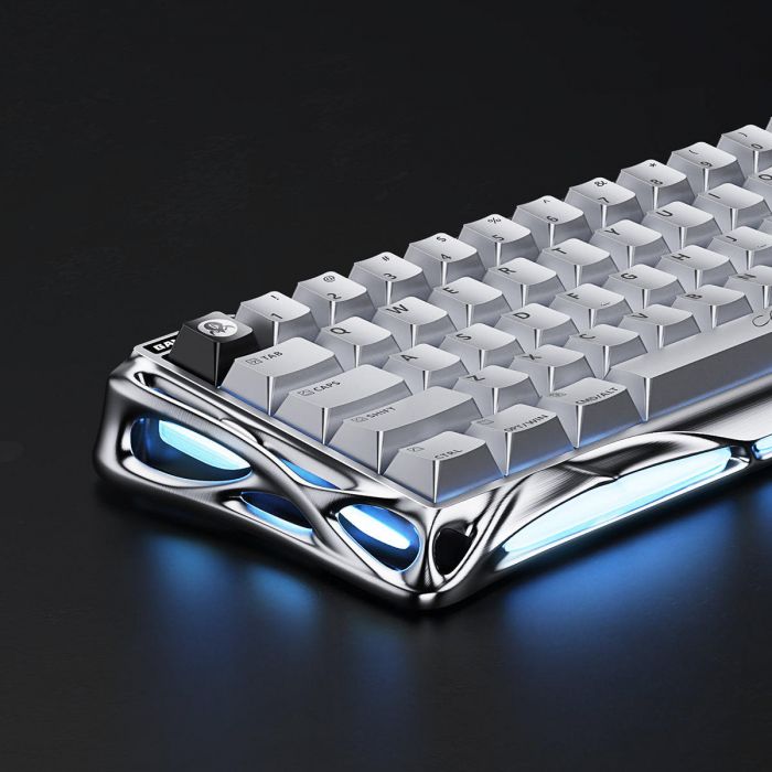 Клавіатура магнітна GravaStar Mercury V60 Pro 60keys, GravaStar Blackcore, USB-A, 8k, RGB, Chrome Silver
