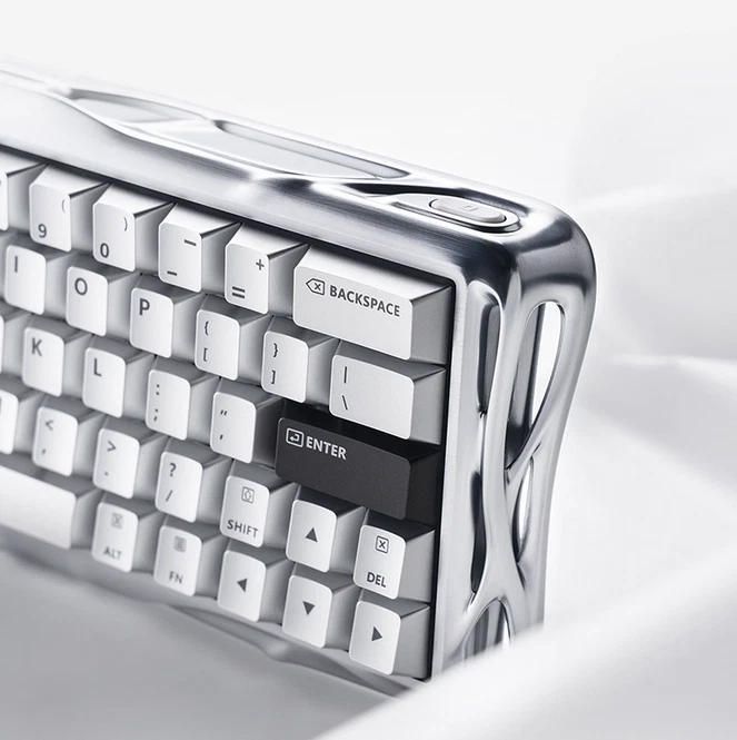 Клавіатура магнітна GravaStar Mercury V60 Pro 60keys, GravaStar Blackcore, USB-A, 8k, RGB, Chrome Silver