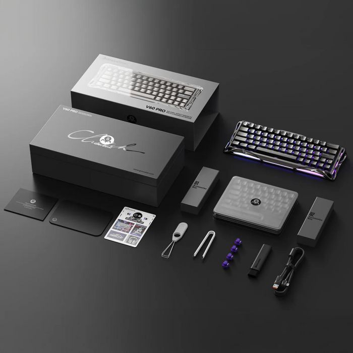 Клавіатура магнітна GravaStar Mercury V60 Pro 60keys, GravaStar Blackcore, USB-A, 8k,RGB, GunMetal
