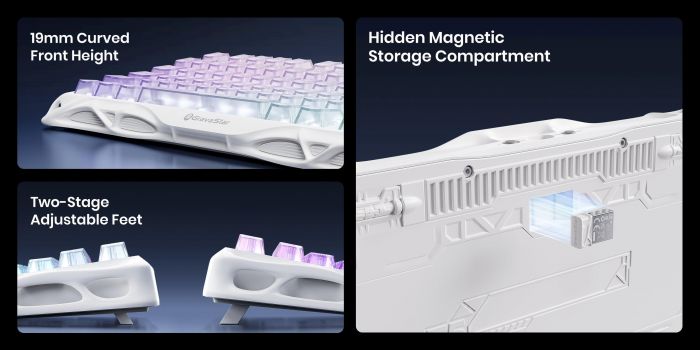 Клавіатура механічна GravaStar Mercury K1 Lite 80keys, GravaStar x BSUN Grey, BT/WL/USB, RGB, Crystal Aurora