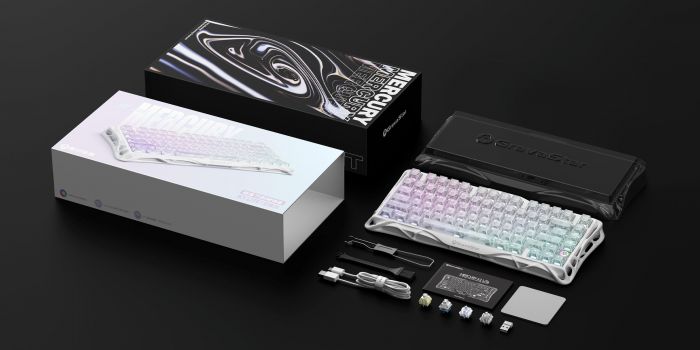 Клавіатура механічна GravaStar Mercury K1 Lite 80keys, GravaStar x BSUN Grey, BT/WL/USB, RGB, Crystal Aurora