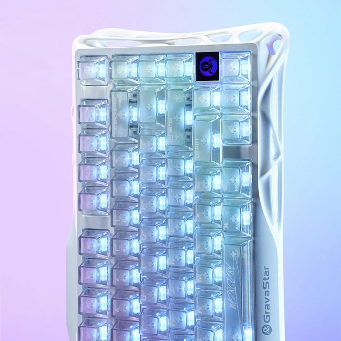 Клавіатура механічна GravaStar Mercury K1 Lite 80keys, GravaStar x BSUN Grey, BT/WL/USB, RGB, Crystal Aurora