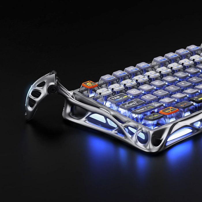 Клавіатура механічна GravaStar Mercury K1 Pro 80keys, GravaStar x Kailh Speedy Mint, BT/WL/USB, RGB, Interstellar Silver