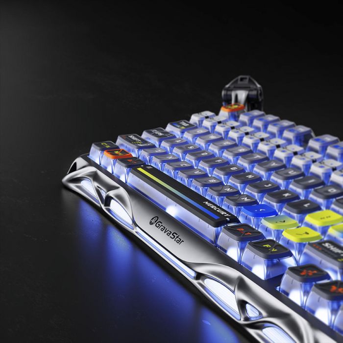 Клавіатура механічна GravaStar Mercury K1 Pro 80keys, GravaStar x Kailh Speedy Mint, BT/WL/USB, RGB, Interstellar Silver