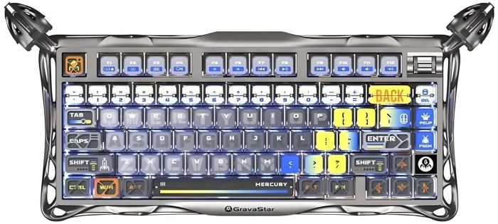 Клавіатура механічна GravaStar Mercury K1 Pro 80keys, GravaStar x Kailh Speedy Mint, BT/WL/USB, RGB, Interstellar Silver
