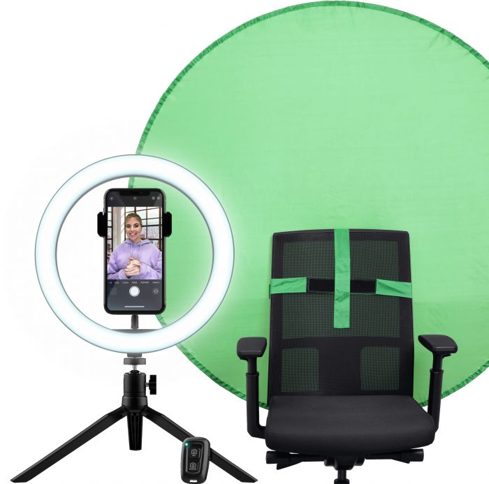 Комплект для стримінгу Trust Maku+ 2-in-1 Streaming Kit, зелений фон та кільцева лампа