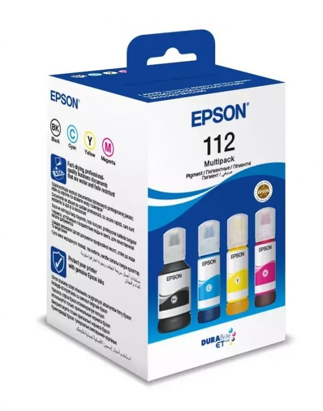 Контейнери з чорнилом Epson 112 EcoTank L11160/L15150/L15160/L6490/L6550/L6570/L15180/L6580 Multipack (C,M,Y,Bk) pigm