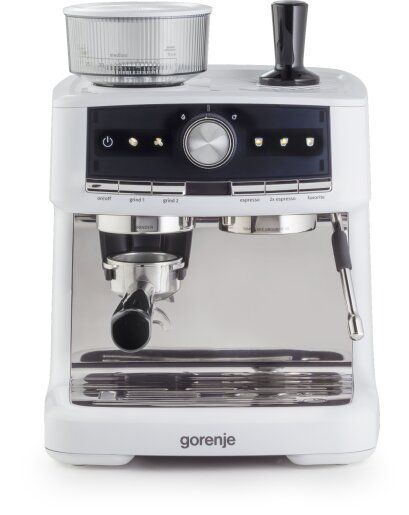 Кавоварка Gorenje ріжкова 2.5л, кавомолка 0,25л, капучинатор, кнопочне керування, білий