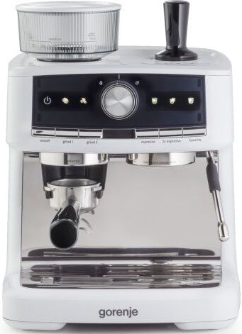 Кавоварка Gorenje ріжкова 2.5л, кавомолка 0,25л, капучинатор, кнопочне керування, білий
