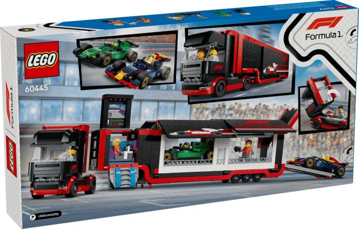 Конструктор LEGO City Вантажівка F1 з автомобілями RB20 та AMR24