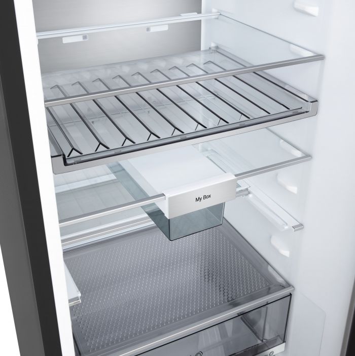 Холодильник LG з нижн. мороз., 203x60х68, холод.відд.-262л, мороз.відд.-113л, 2дв., E, NF, інв., диспл зовн., Fresh Сonverter, Metal Fresh, чорний