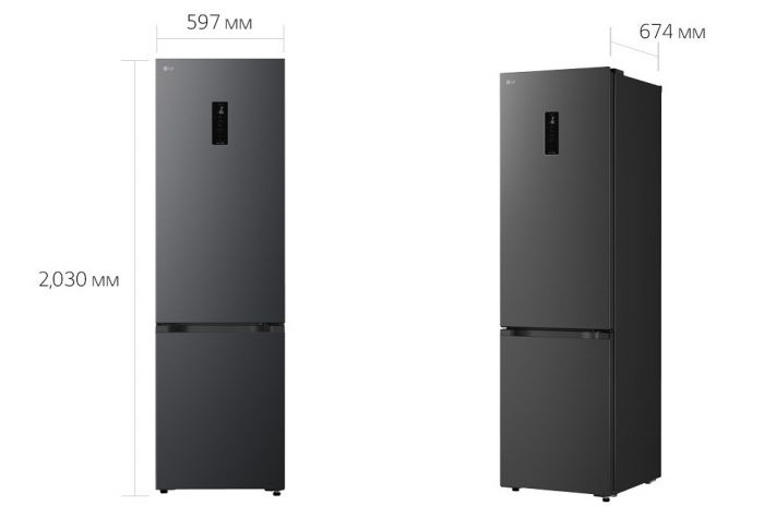 Холодильник LG з нижн. мороз., 203x60х68, холод.відд.-262л, мороз.відд.-113л, 2дв., E, NF, інв., диспл зовн., Fresh Сonverter, чорний