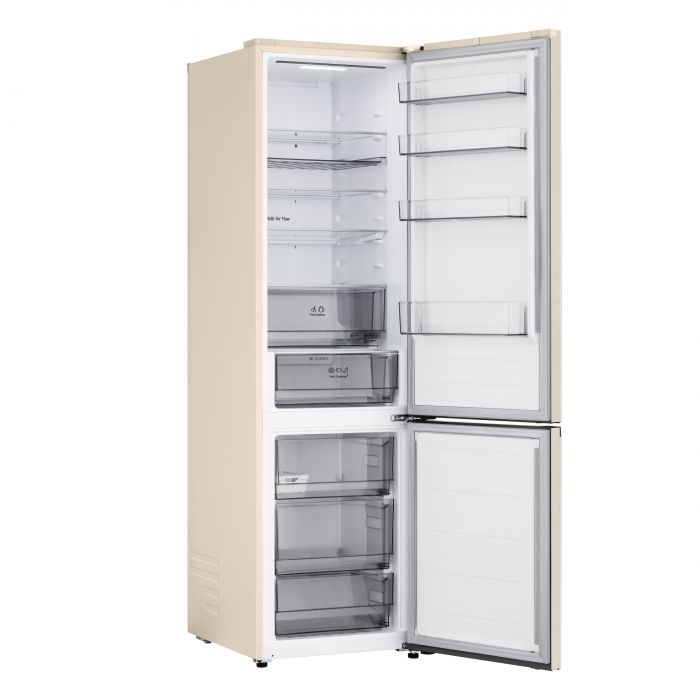 Холодильник LG з нижн. мороз., 203x60х68, холод.відд.-262л, мороз.відд.-113л, 2дв., E, NF, інв., диспл зовн., Fresh Сonverter, бежевий