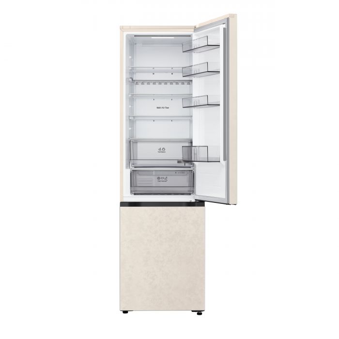 Холодильник LG з нижн. мороз., 203x60х68, холод.відд.-262л, мороз.відд.-113л, 2дв., E, NF, інв., диспл зовн., Fresh Сonverter, бежевий
