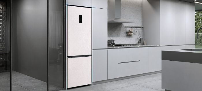 Холодильник LG з нижн. мороз., 203x60х68, холод.відд.-262л, мороз.відд.-113л, 2дв., E, NF, інв., диспл зовн., Fresh Сonverter, бежевий