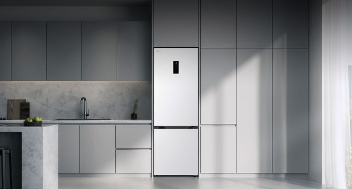 Холодильник LG з нижн. мороз., 203x60х68, холод.відд.-262л, мороз.відд.-113л, 2дв., E, NF, інв., диспл зовн., Fresh Сonverter, білий