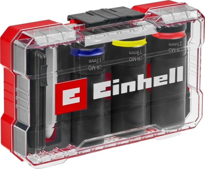 Набір ударних торцевих головок Einhell 80мм 1/2" крейда, вимірювач протектора кейс 3шт
