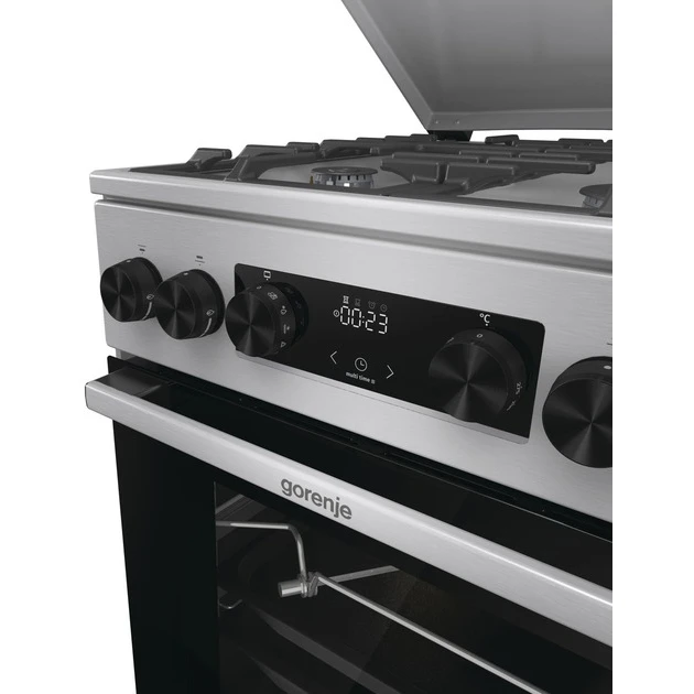 Плита Gorenje комбінована, 70л, 50x60см, метал. кришка, дисплей, чавун, нерж