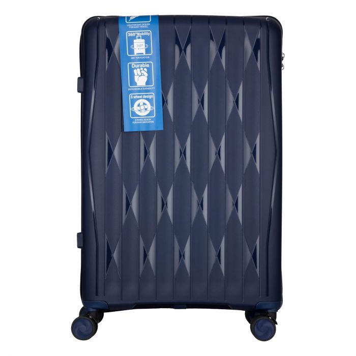 Набір валіз 2E, M7979, поліпропілен, (L+M+S), блискавка anti theft, 4 колеса, кодовий замок, темно-синій