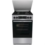 Плита Gorenje комбінована, 62л, 50x60см, метал. кришка, дисплей, емальовані реш, титан