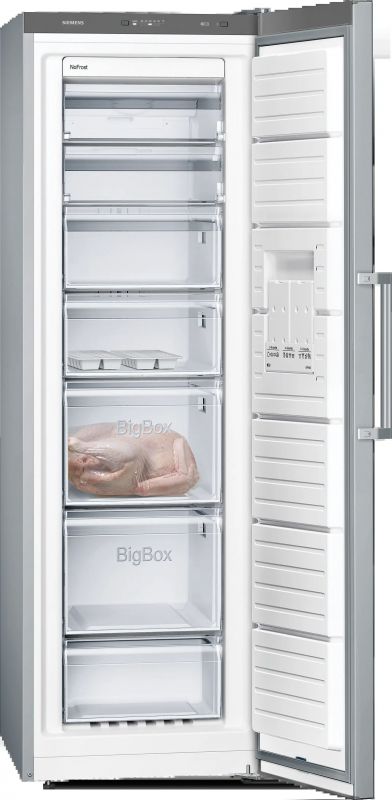 Морозильна камера Siemens, 186x60x65, 242л, 1дв., E, NF, нержавіюча сталь