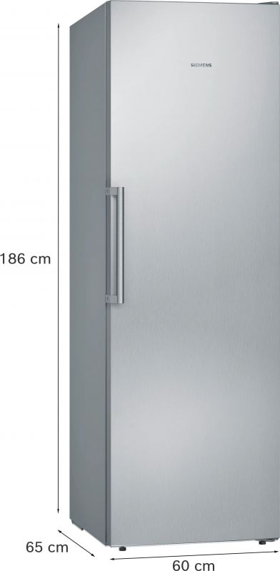 Морозильна камера Siemens, 186x60x65, 242л, 1дв., E, NF, нержавіюча сталь